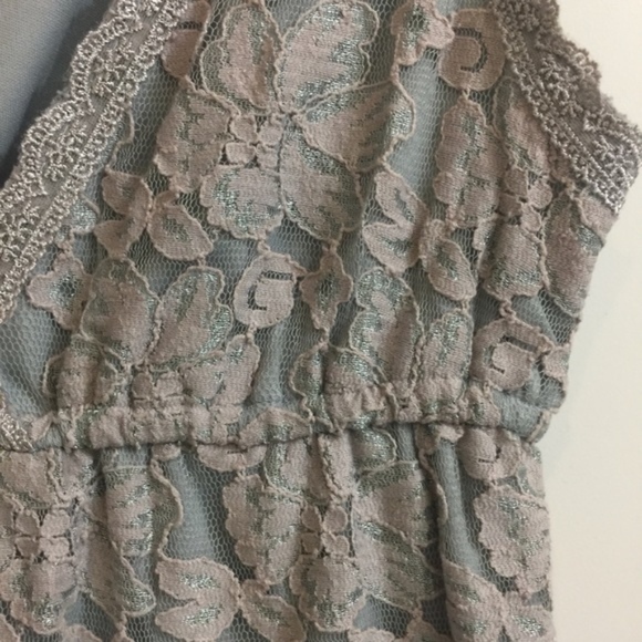 Ultra Pink Dresses & Skirts - V Neck Floral Lace Overlay Glitter Fleck Dress